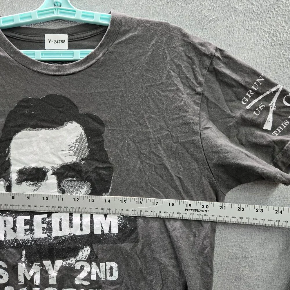 Grunt Style Men Shirt LARGE Gray Face Slogan‎ Logo Printed Short Sleeve